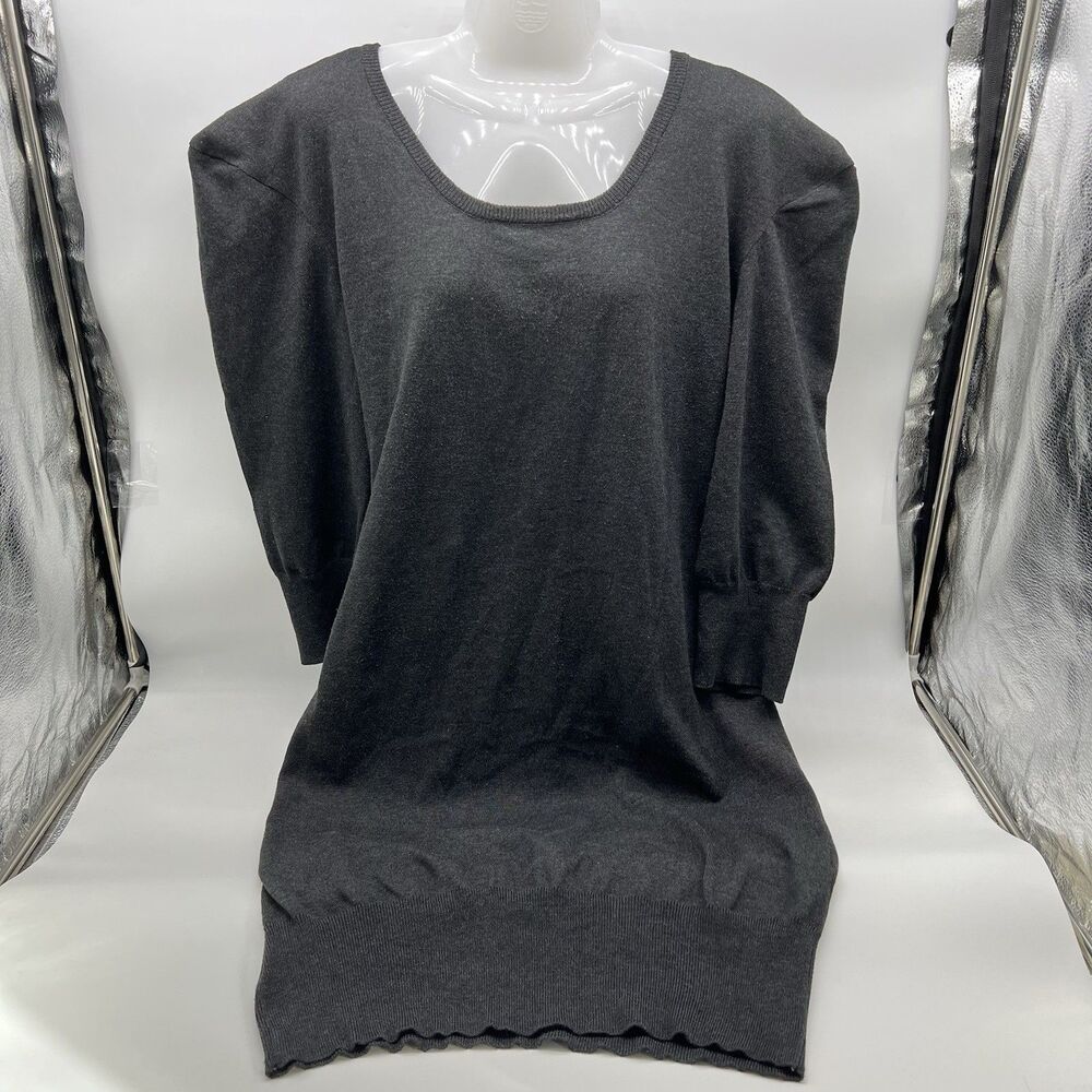 Vintage Jonathan Martin Sweater Dress Medium Gray Cotton/Poly Long Sleeve-Sz XL